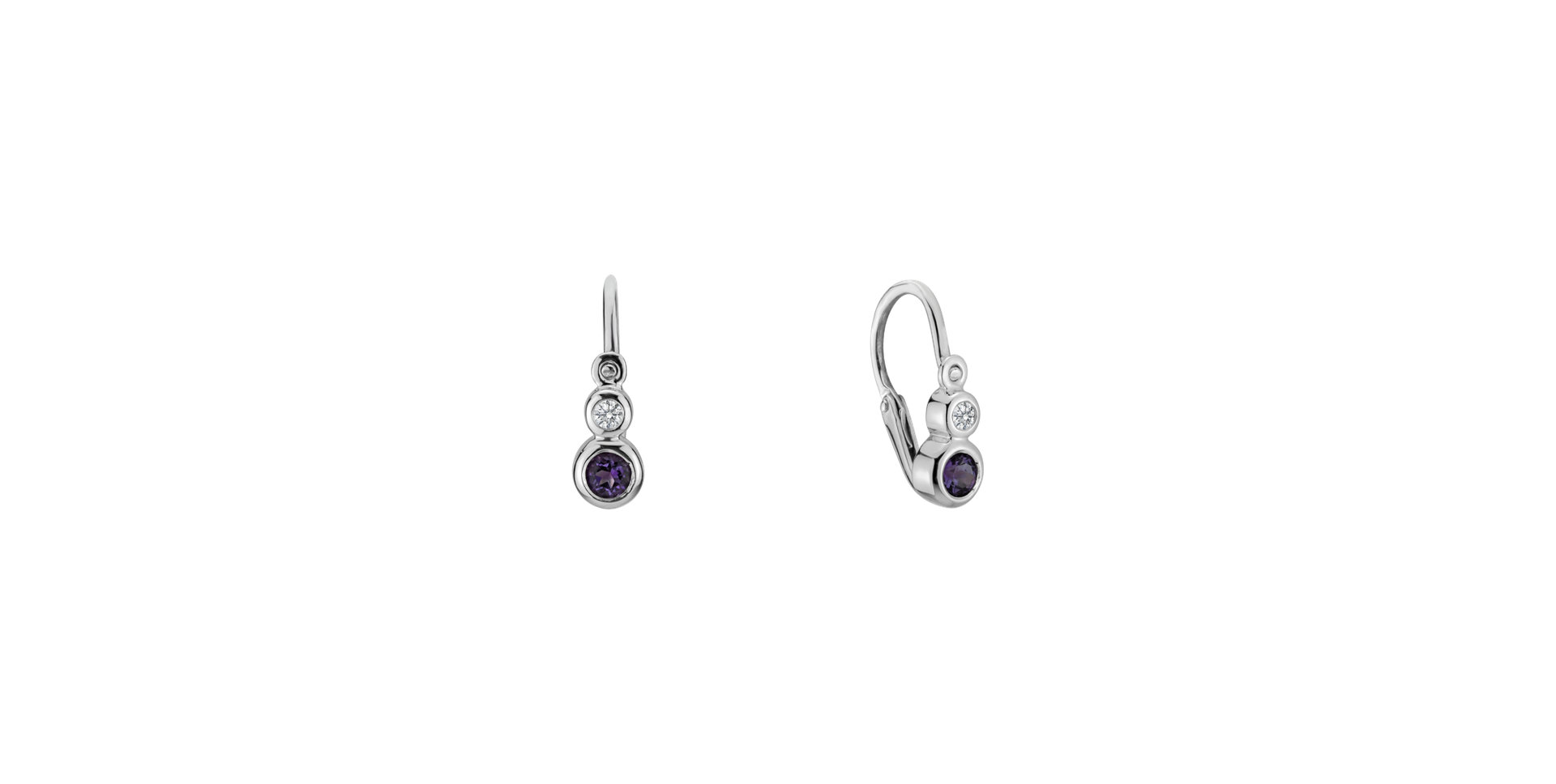 Children's diamond earrings with Amethyst Brazil Dots
