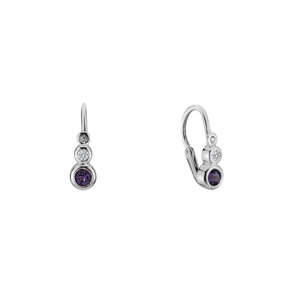 Children's diamond earrings with Amethyst Brazil Dots