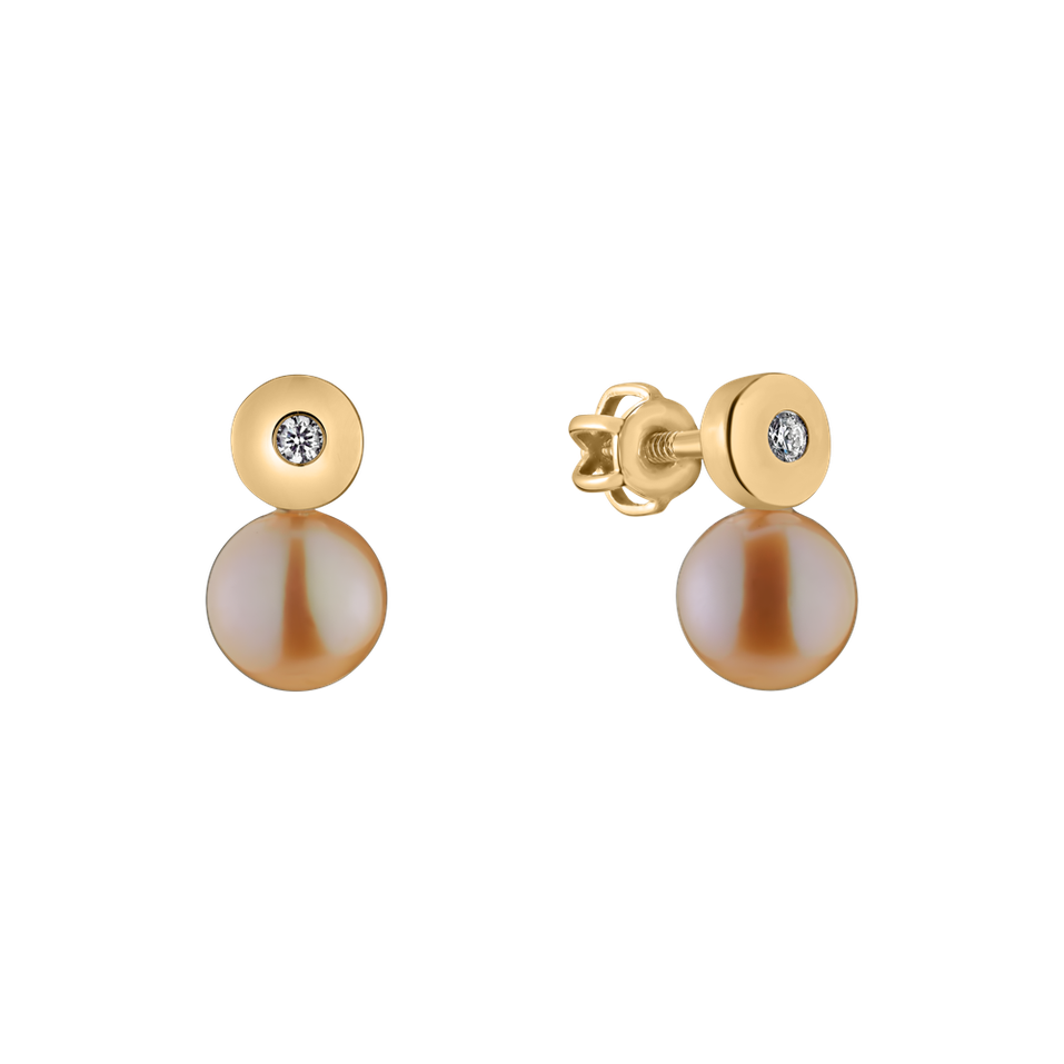 Diamond earrings with Pearl Planets of Water