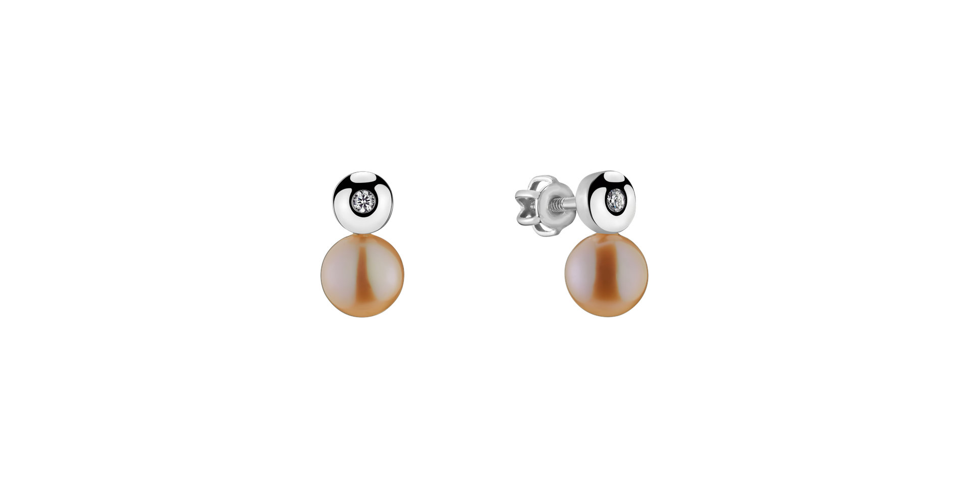 Diamond earrings with Pearl Planets of Water
