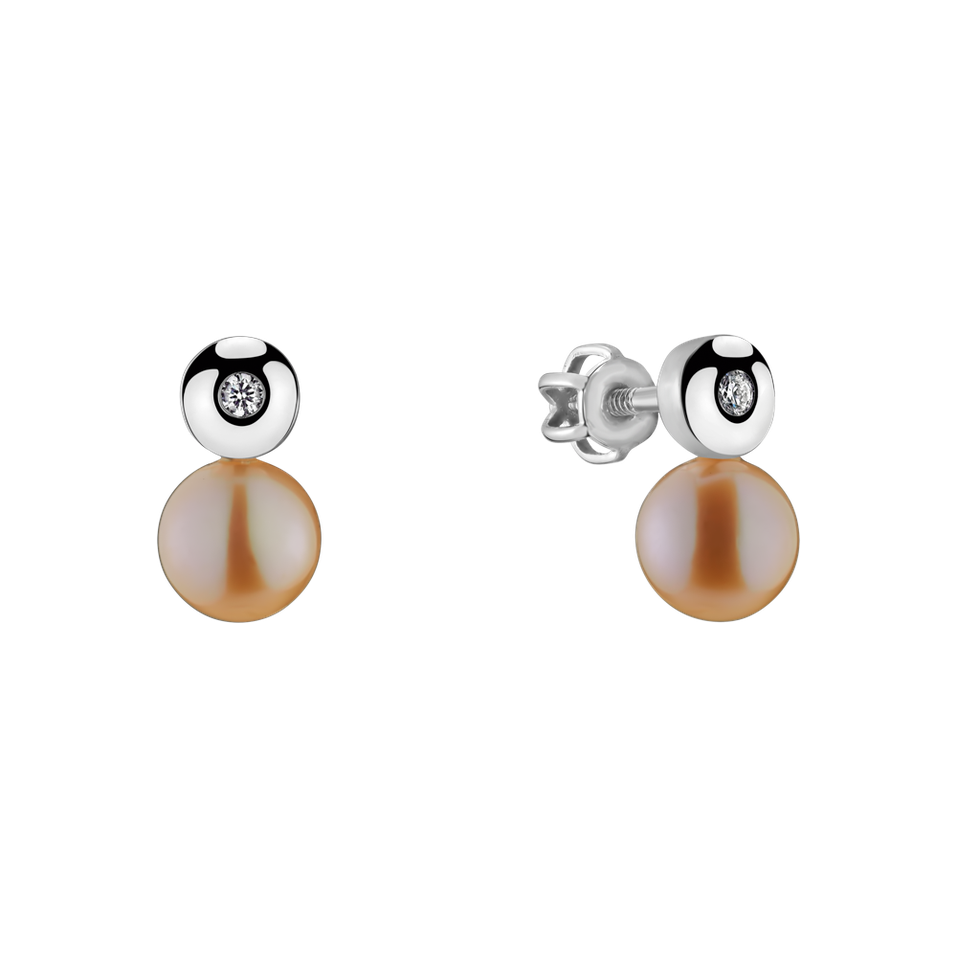 Diamond earrings with Pearl Planets of Water