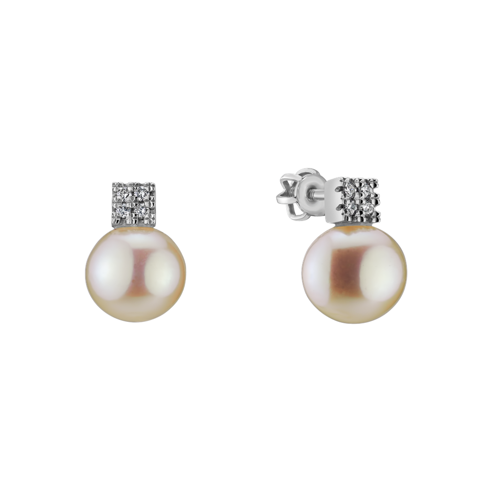 Diamond earrings with Pearl Pearl Fairytale