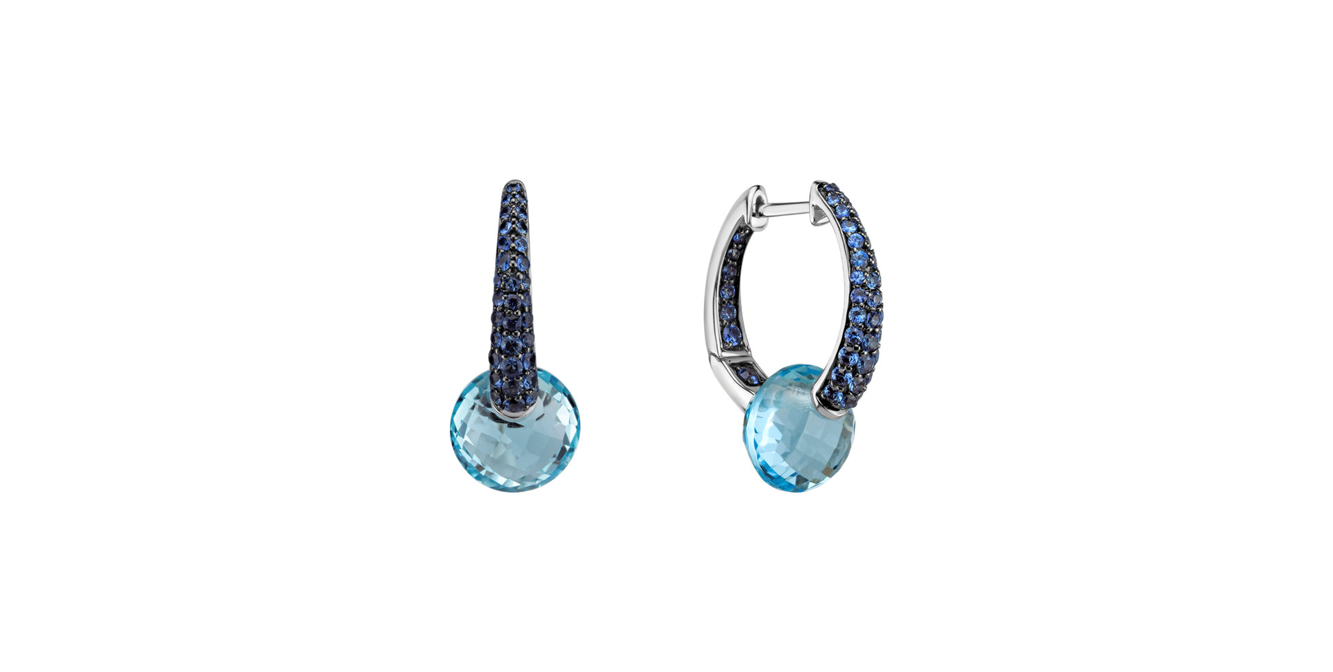 Earrings with Topaz and Sapphire Crystallic Clear