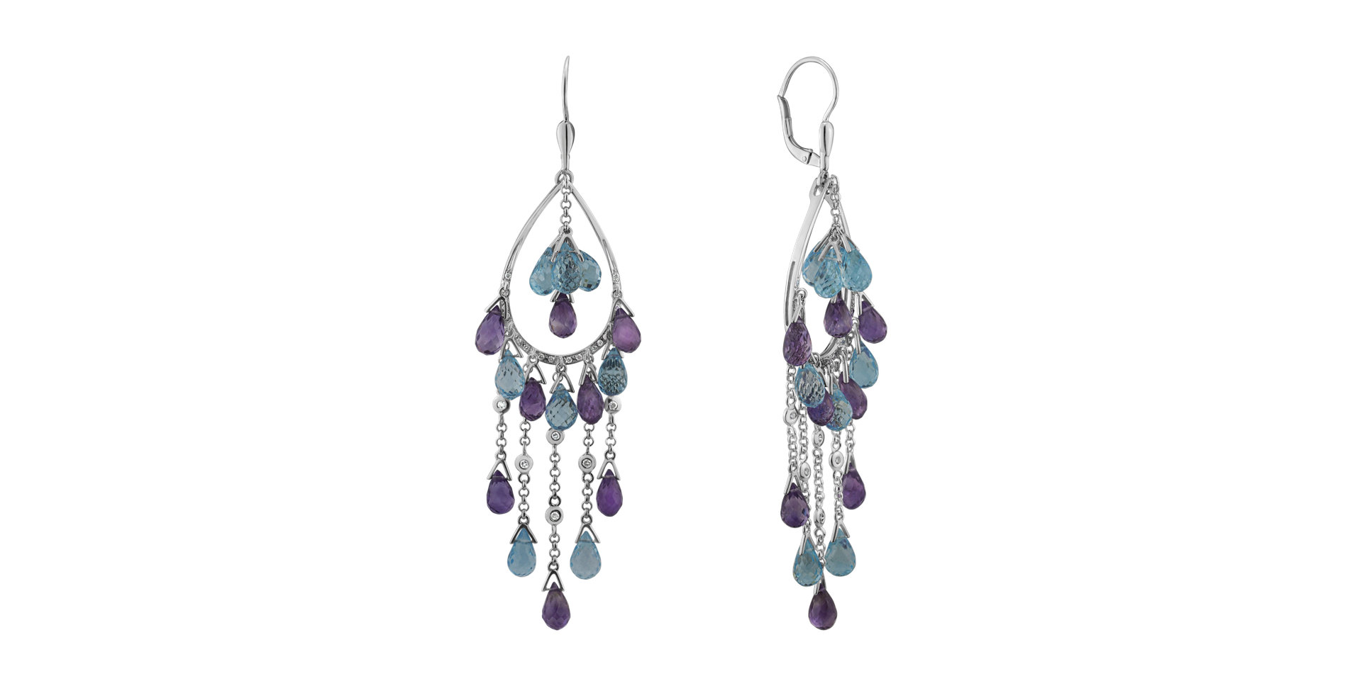 Diamond earrings, Topaz and Amethyst Vela