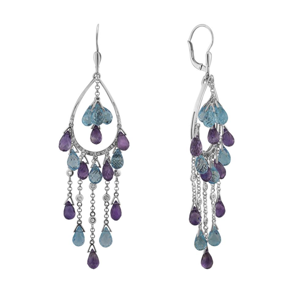 Diamond earrings, Topaz and Amethyst Vela