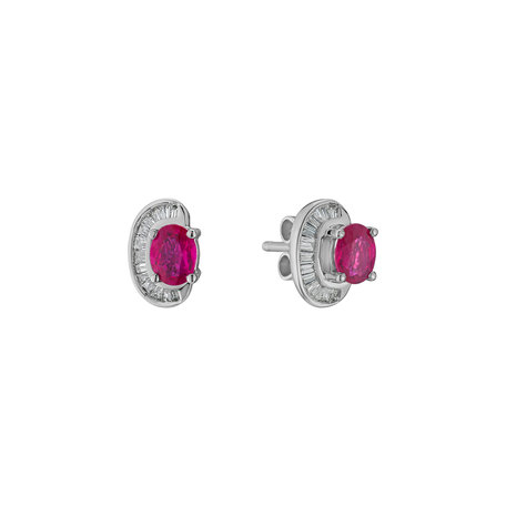 Diamond earrings with Ruby Fireleaf