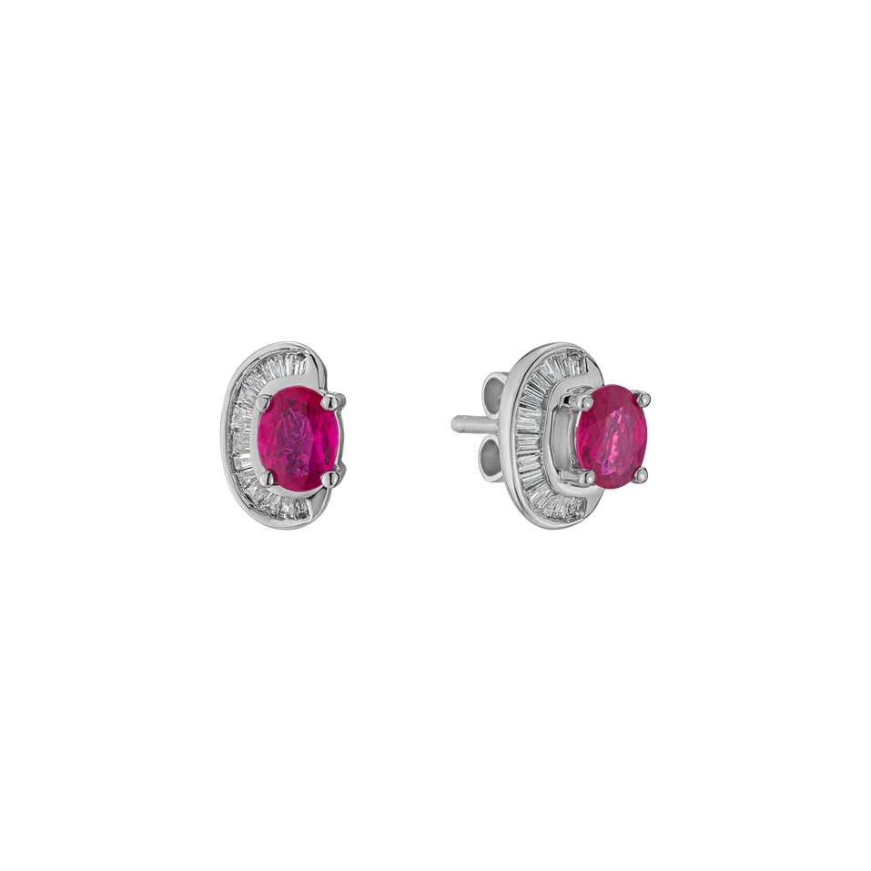 Diamond earrings with Ruby Fireleaf