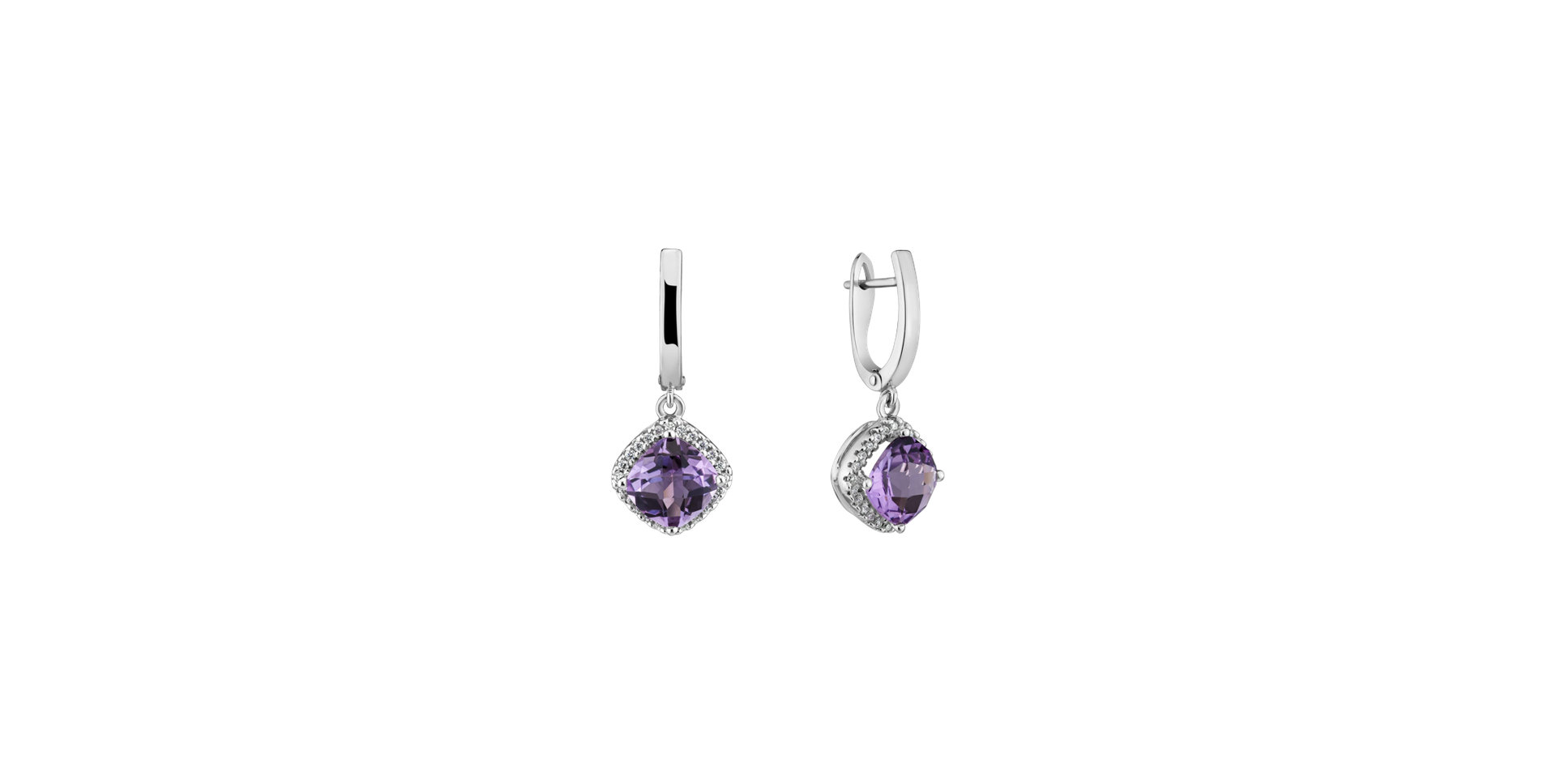 Diamond earrings with Amethyst Emblem