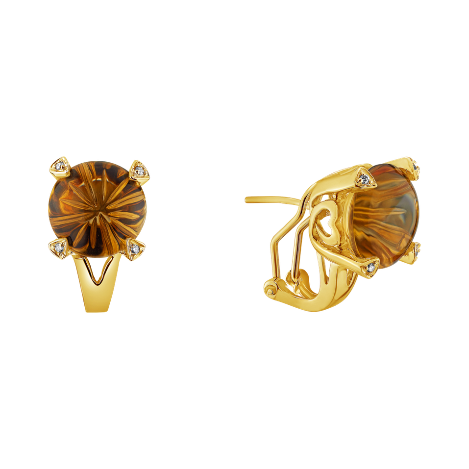 Diamond earrings with Citríne Magical Rose