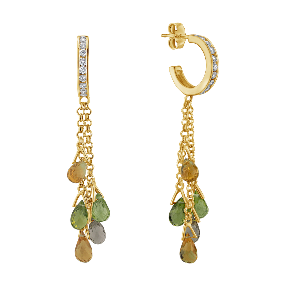 Diamond earrings, Quartz and Peridot Manna