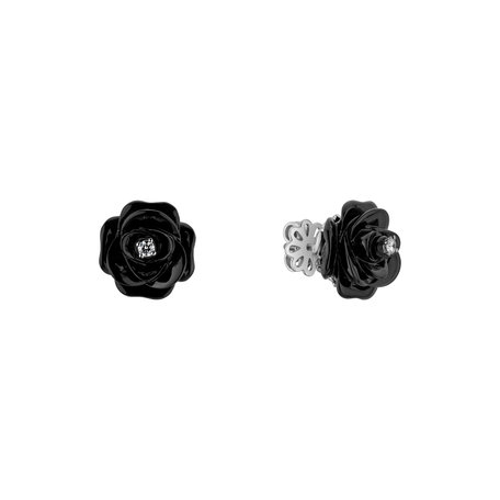 Diamond earrings and Onyx Black Dahlia