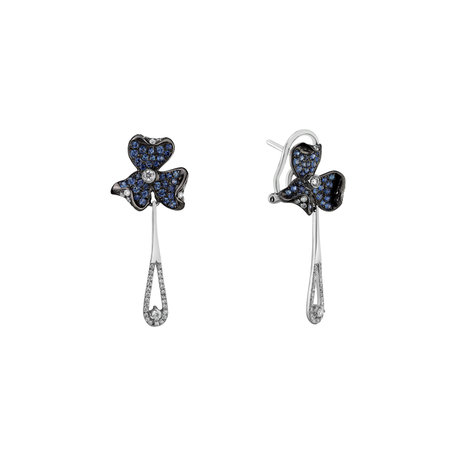 Diamond earrings and Sapphire Cornflower