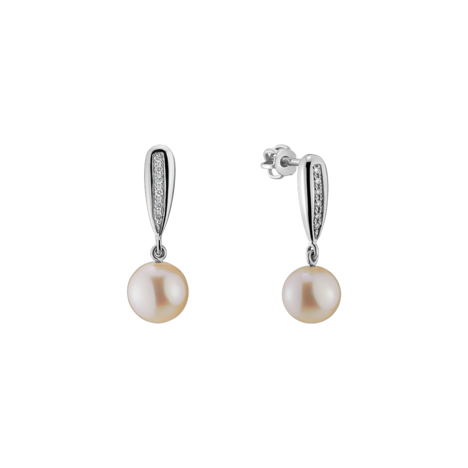 Diamond earrings with Pearl Water Elegance