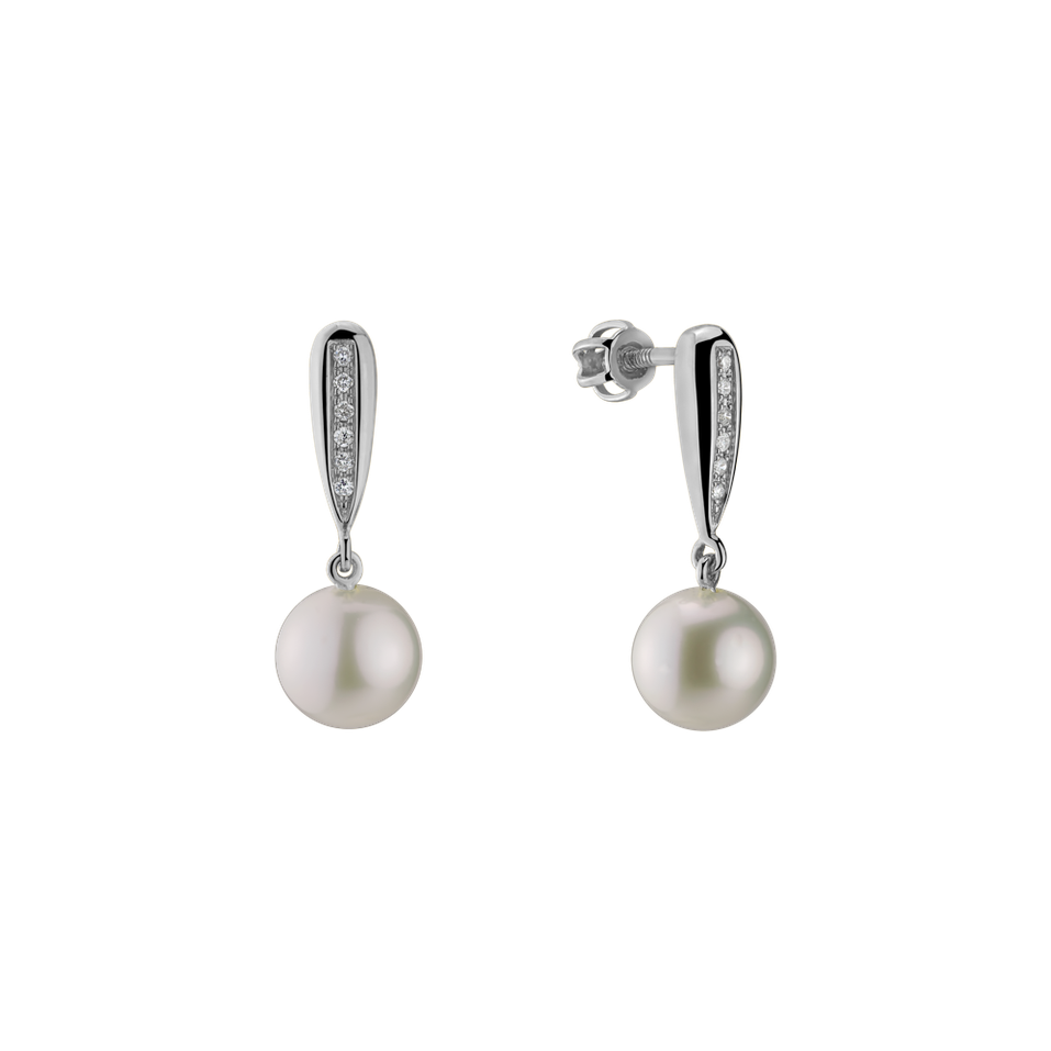 Diamond earrings with Pearl Water Elegance