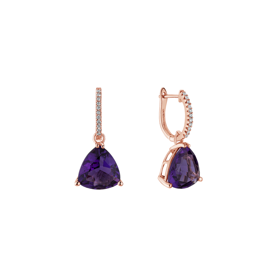 Diamond earrings with Amethyst Stonard
