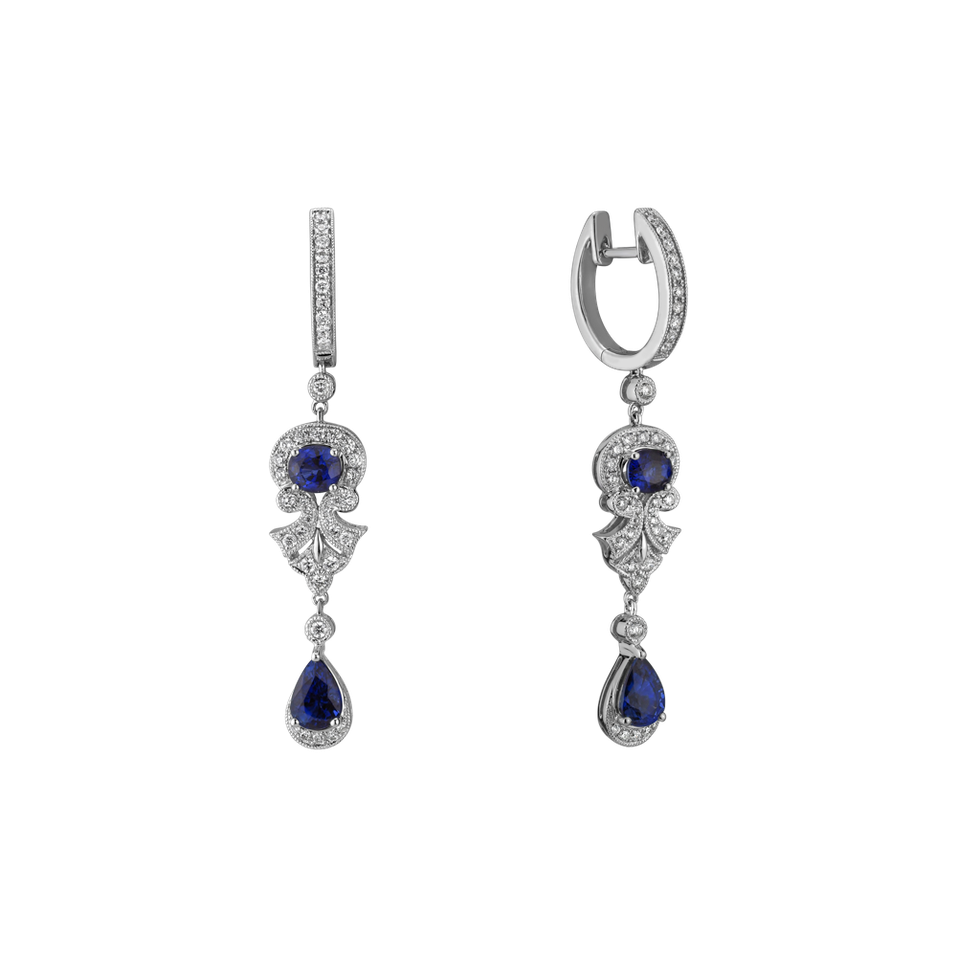 Diamond earrings with Sapphire Sapphire lady