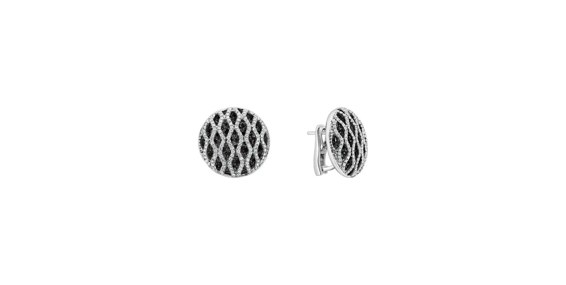 Earrings with black and white diamonds Brilliant Wheels