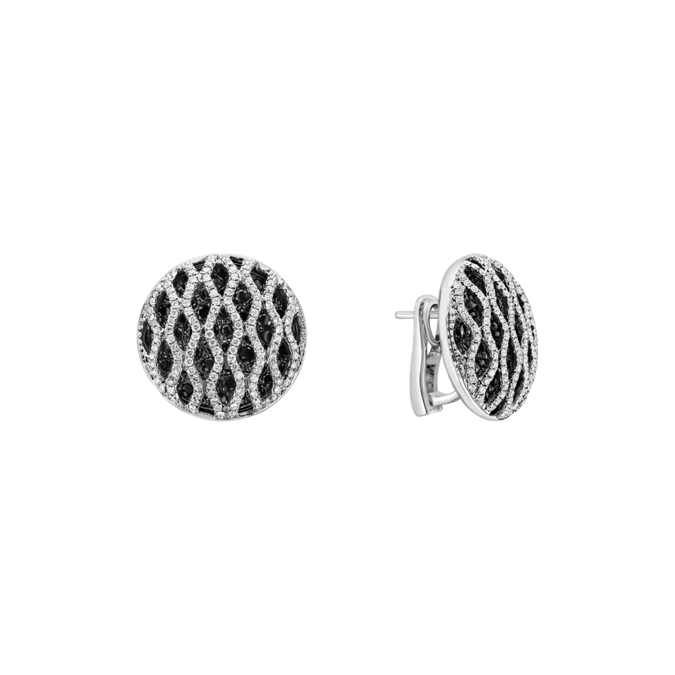 Earrings with black and white diamonds Brilliant Wheels
