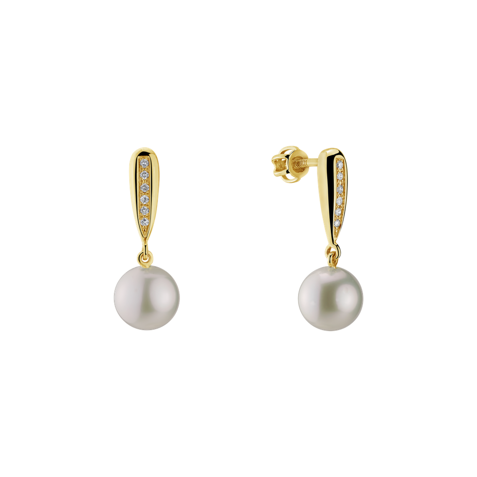 Diamond earrings with Pearl Water Elegance