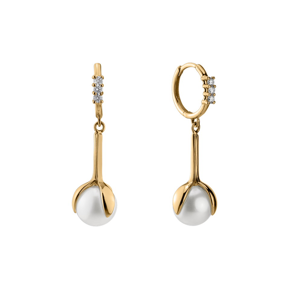 Diamond earrings with Pearl Ocean Flora