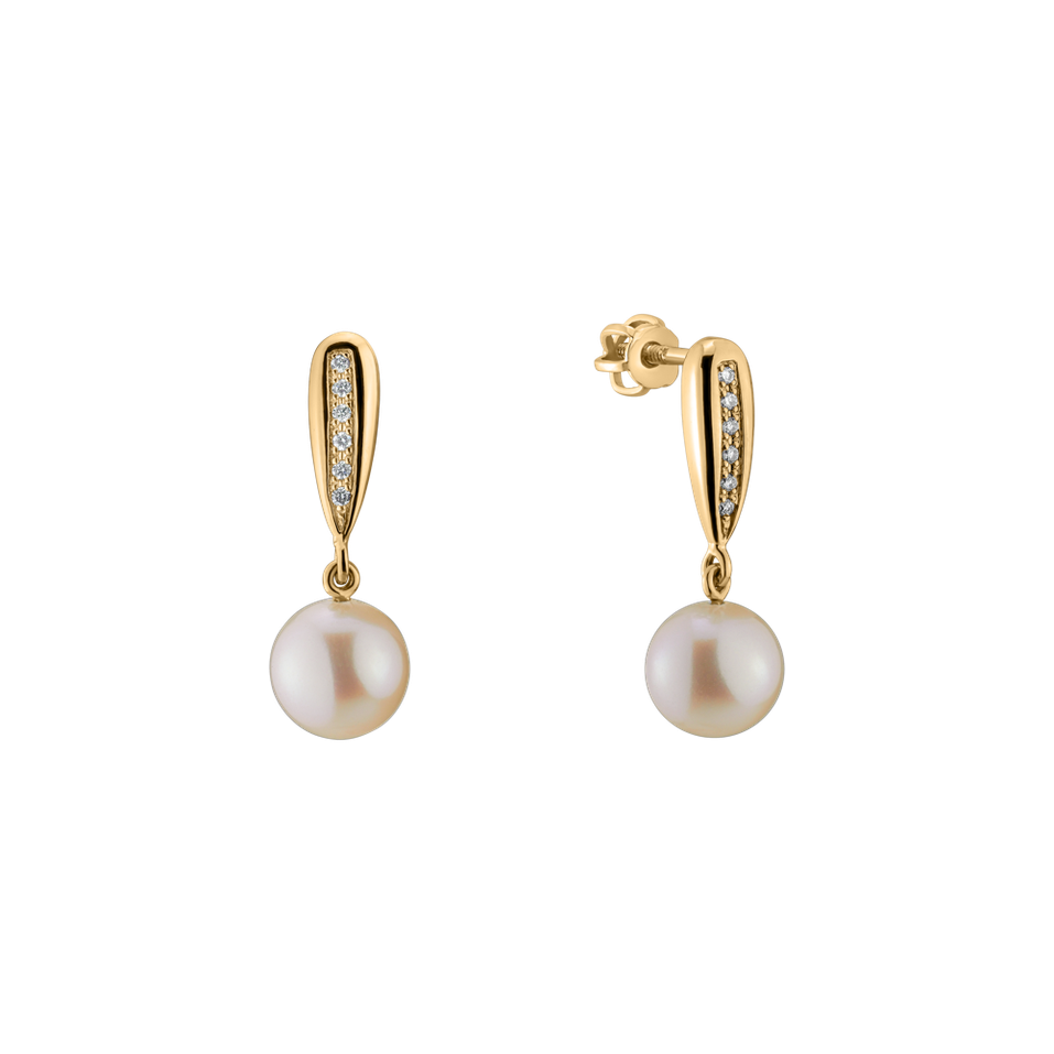 Diamond earrings with Pearl Water Elegance