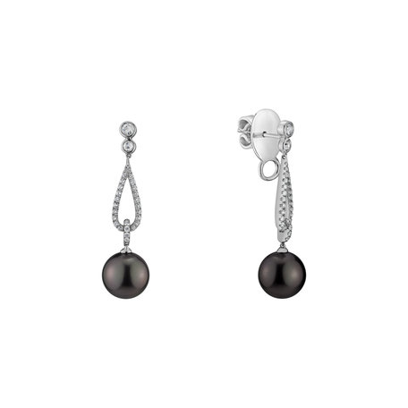 Diamond earrings with Pearl Haunted Sea