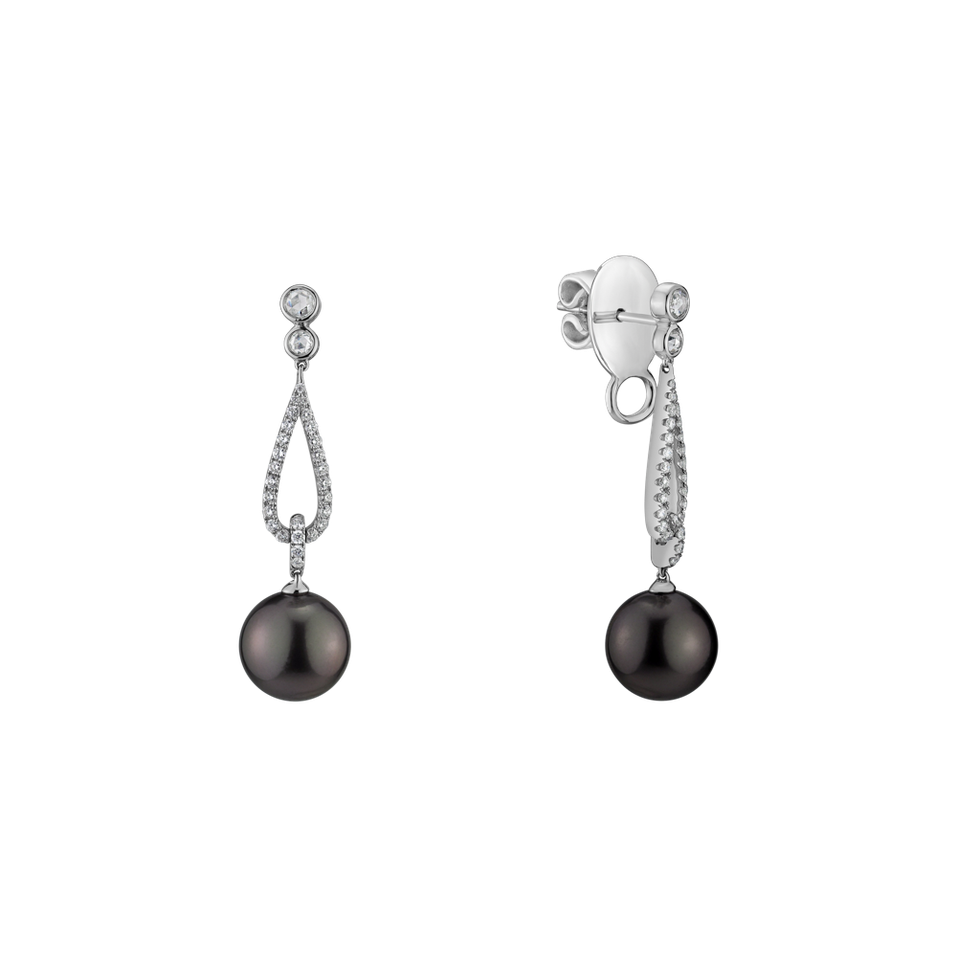 Diamond earrings with Pearl Haunted Sea