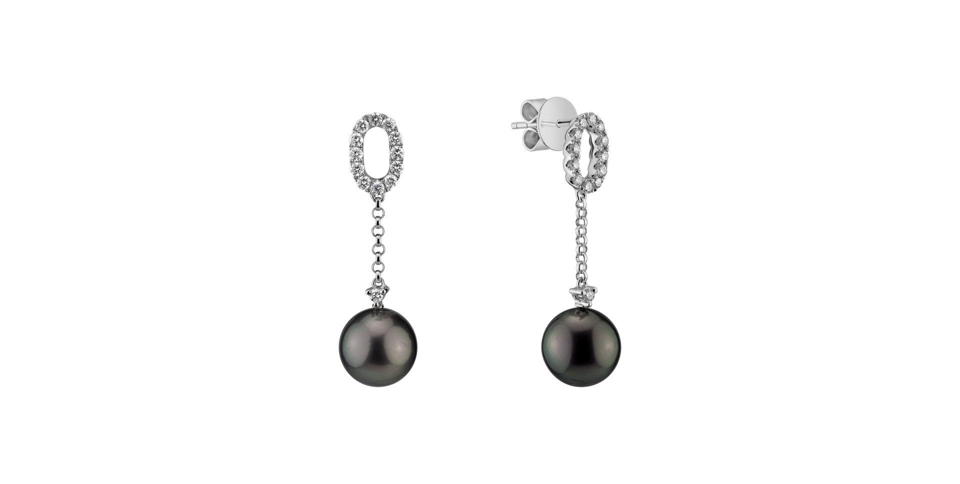 Diamond earrings with Pearl Ocean Void