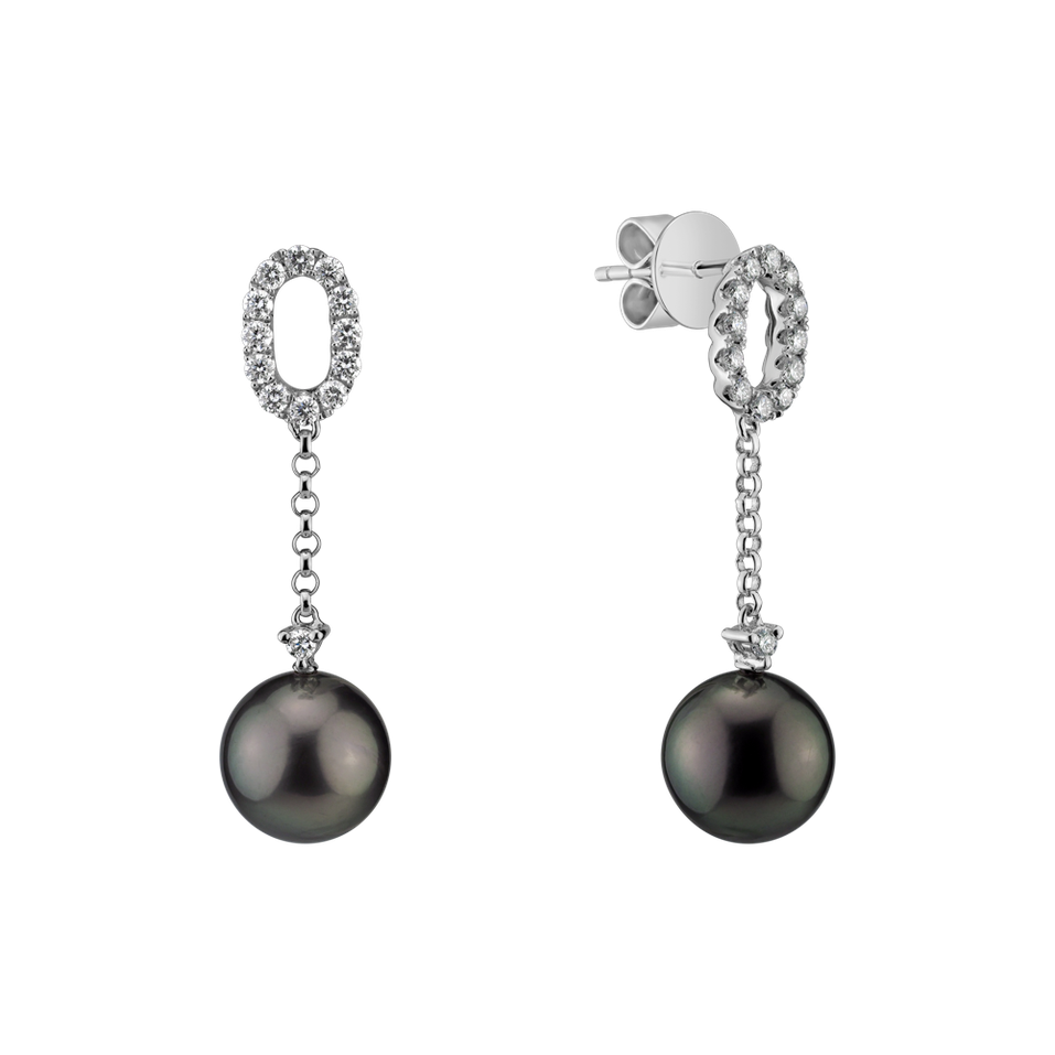 Diamond earrings with Pearl Ocean Void