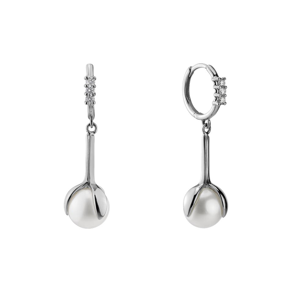 Diamond earrings with Pearl Ocean Flora