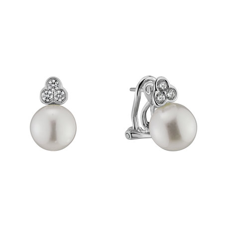Diamond earrings with Pearl Thousand Seas