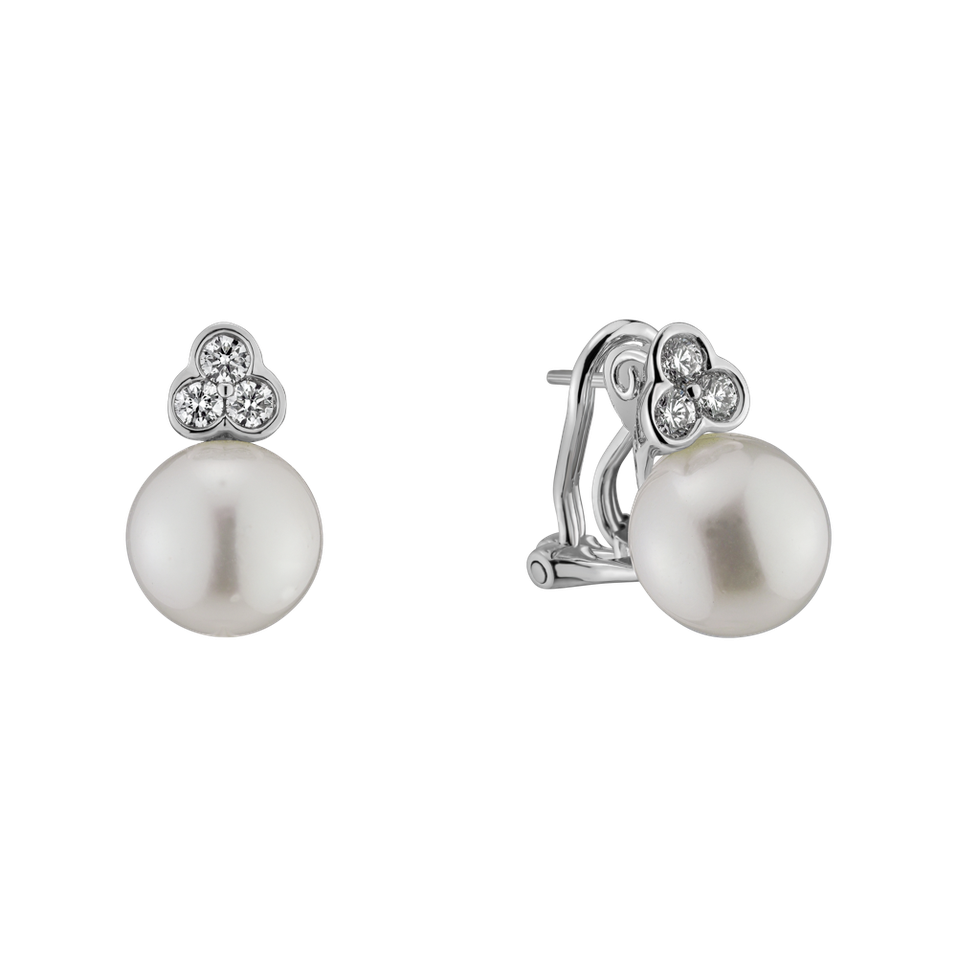 Diamond earrings with Pearl Thousand Seas