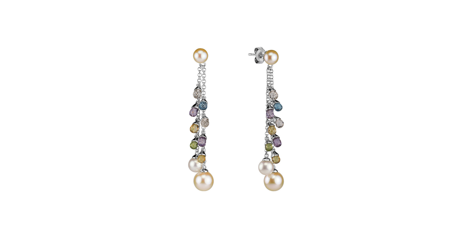 Earrings with Pearl and gemstones Pearly Rain