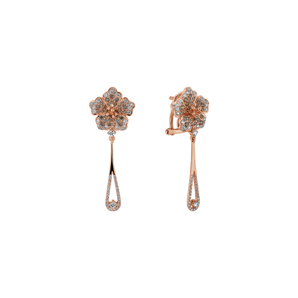 Earrings with brown and white diamonds Miss Flora