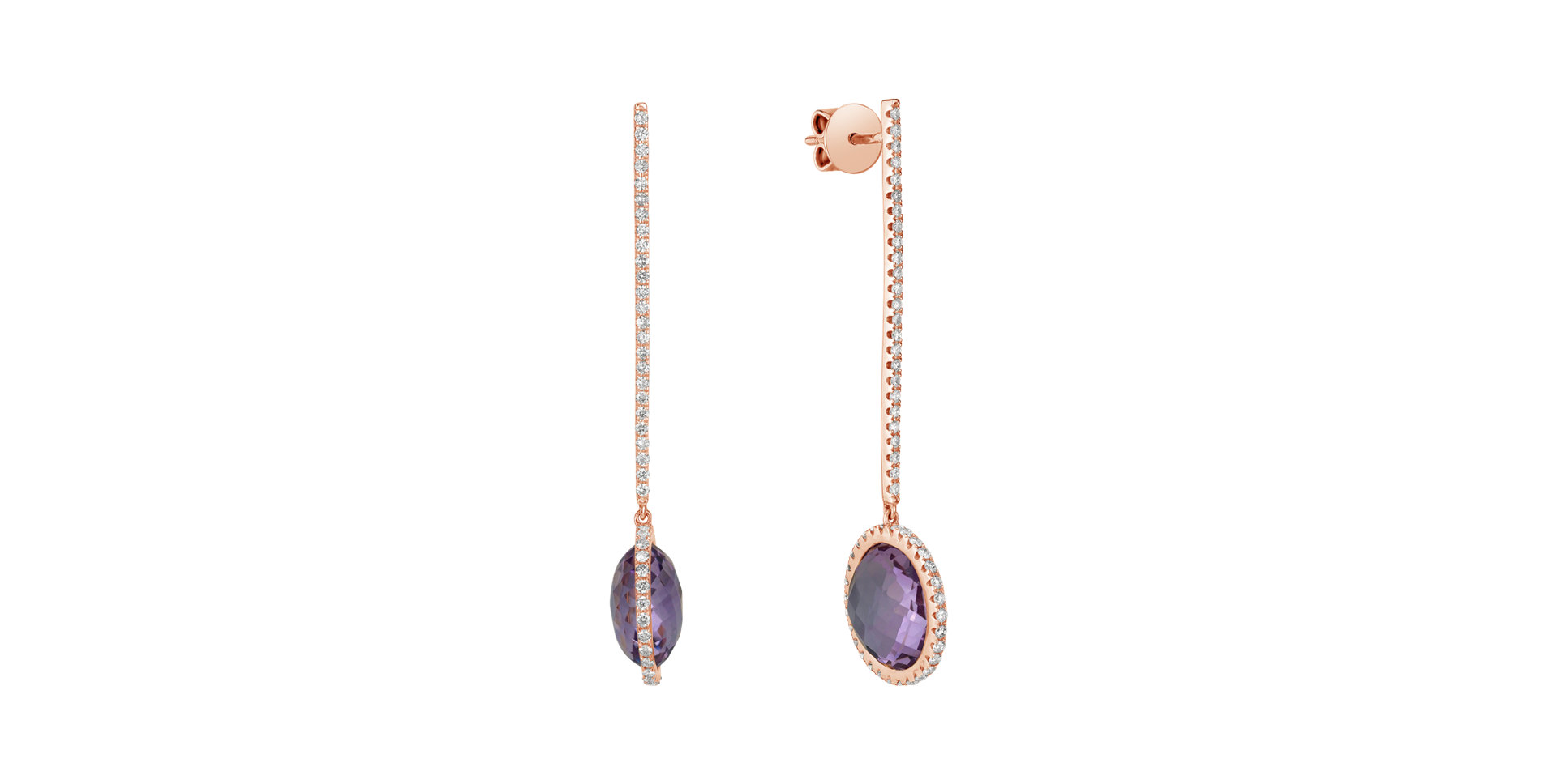 Diamond earrings with Amethyst Show Time