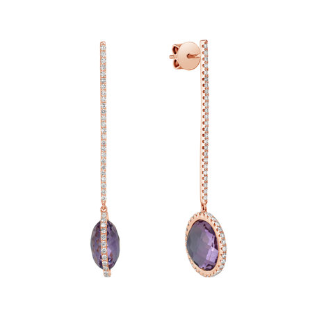 Diamond earrings with Amethyst Show Time