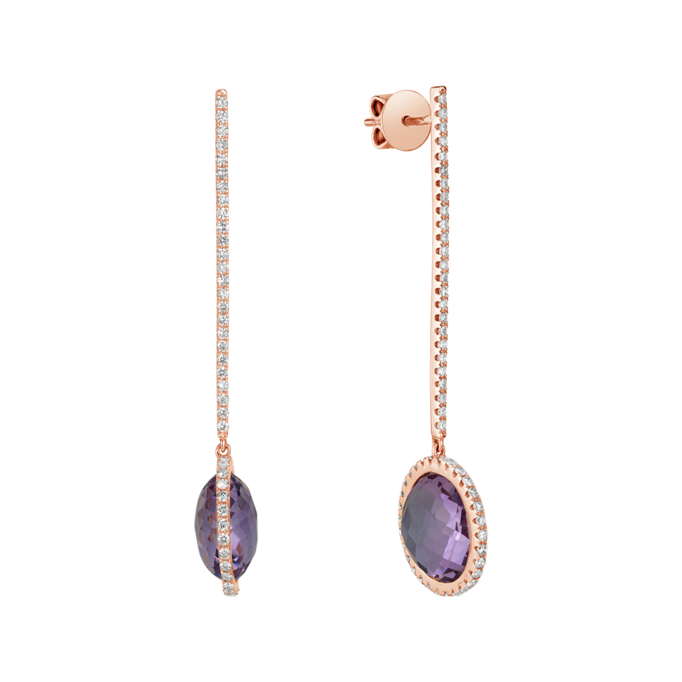 Diamond earrings with Amethyst Show Time