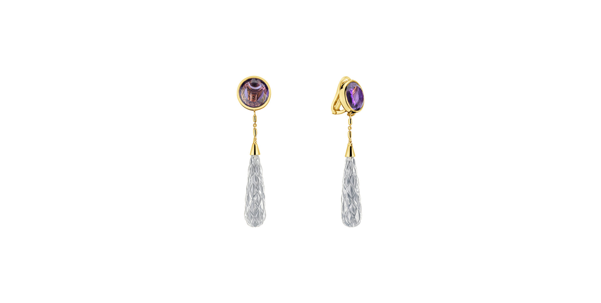 Earrings with Amethyst and Topaz Fabulous Feathers