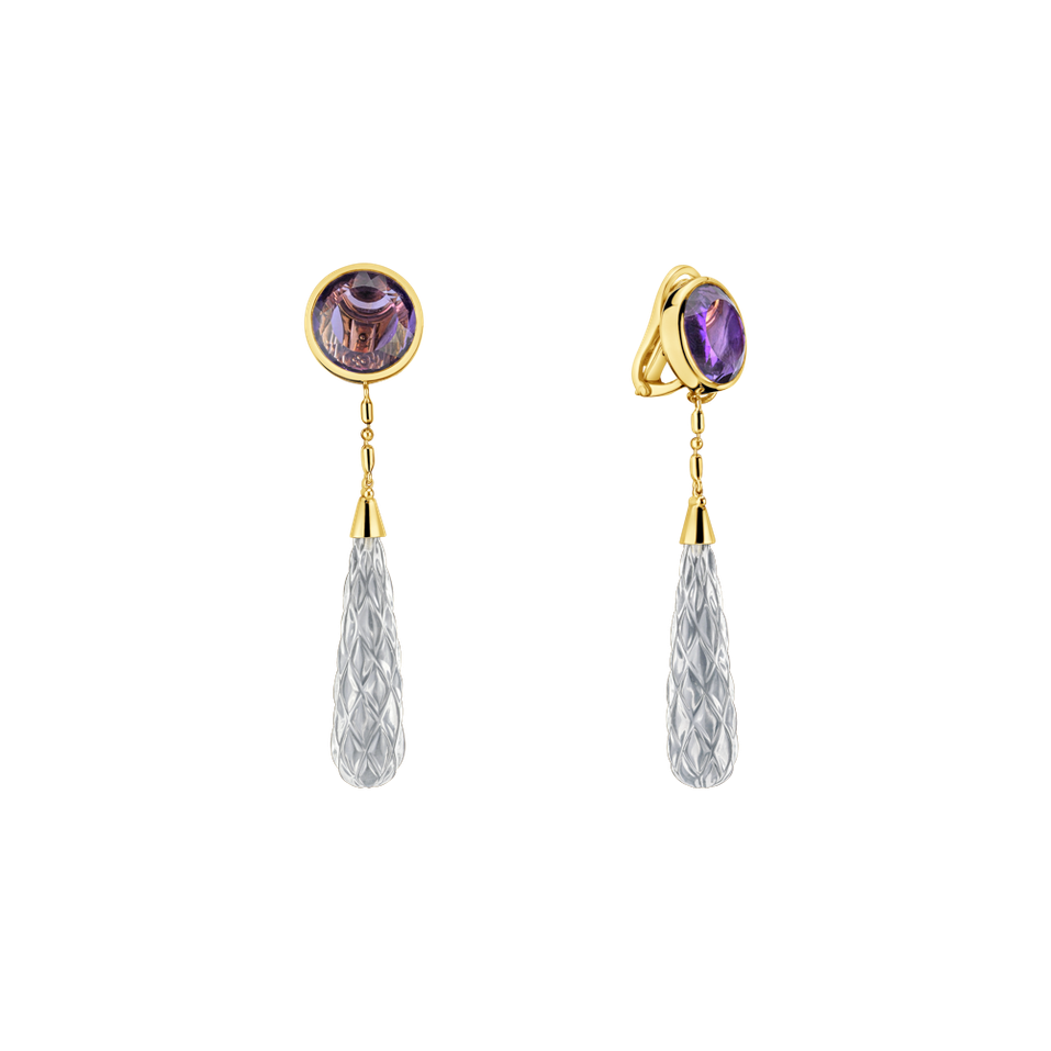 Earrings with Amethyst and Topaz Fabulous Feathers