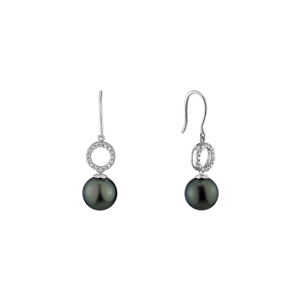 Diamond earrings with Pearl Sea Dancer
