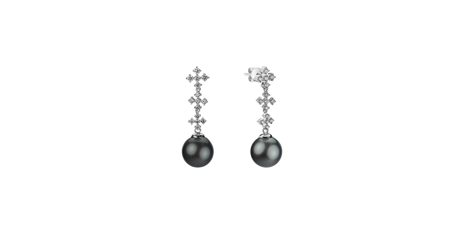 Diamond earrings with Pearl Ocean of Virtue