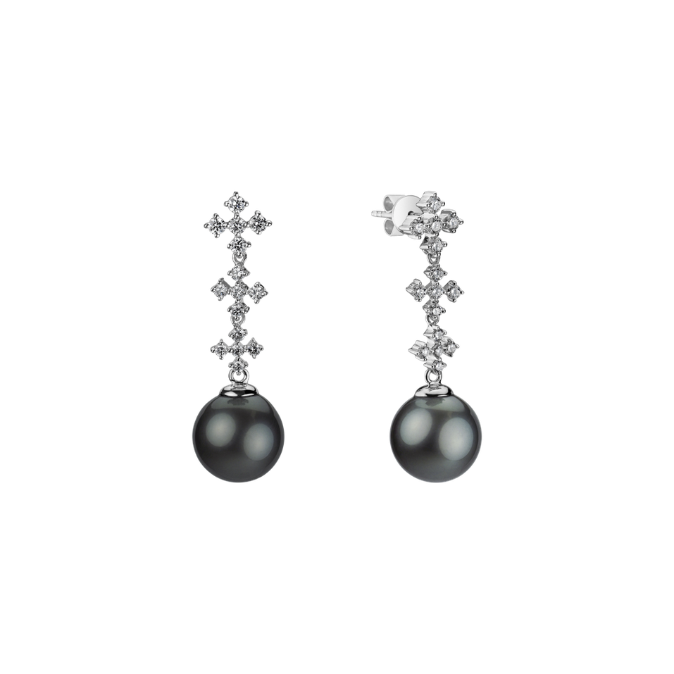 Diamond earrings with Pearl Ocean of Virtue