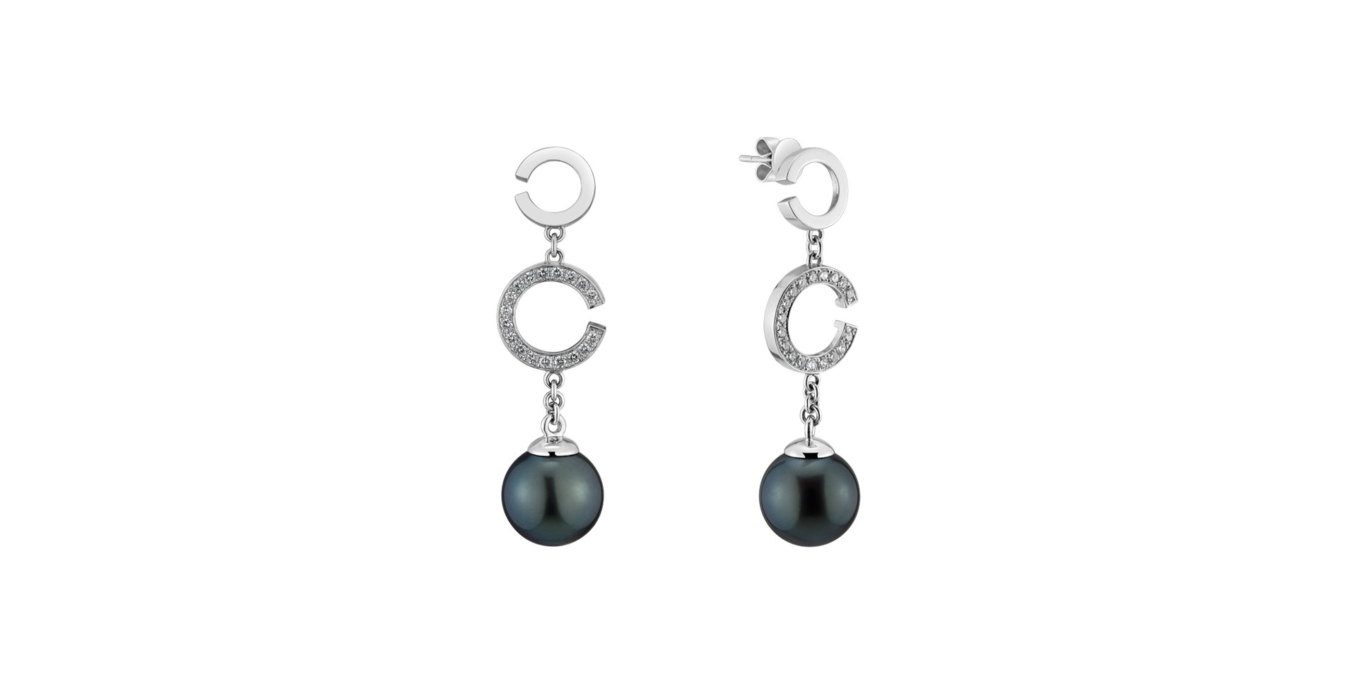 Diamond earrings with Pearl Wondering Paradise