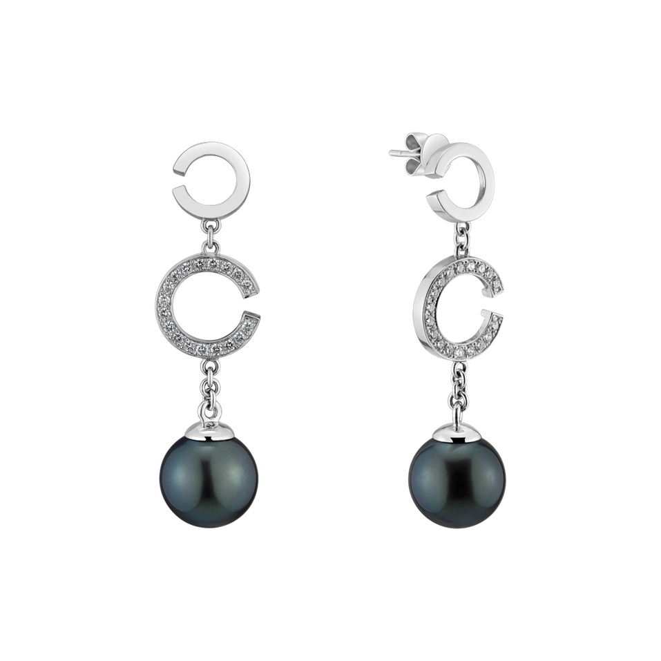 Diamond earrings with Pearl Wondering Paradise