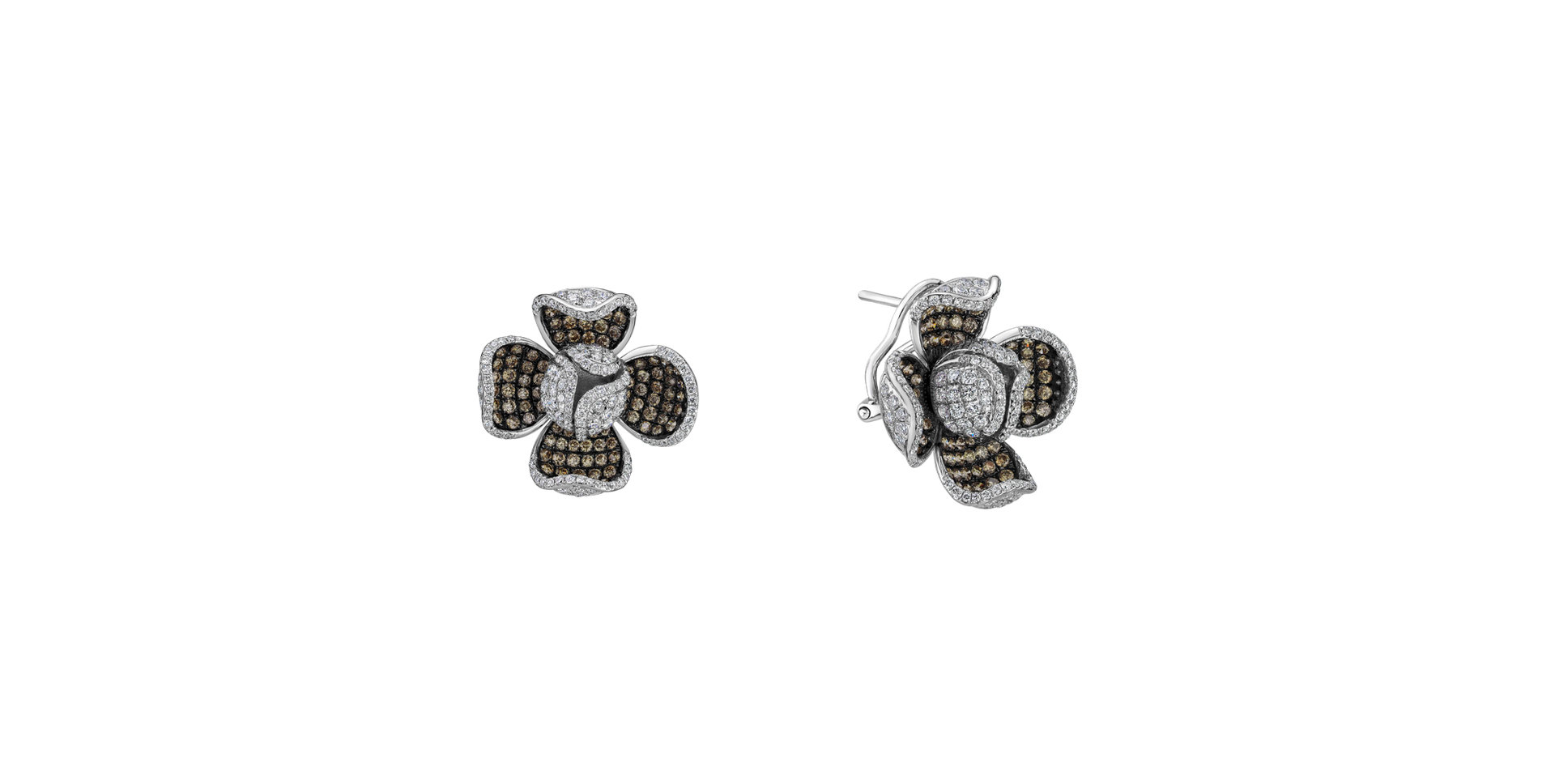 Earrings with brown and white diamonds Magic Cloud