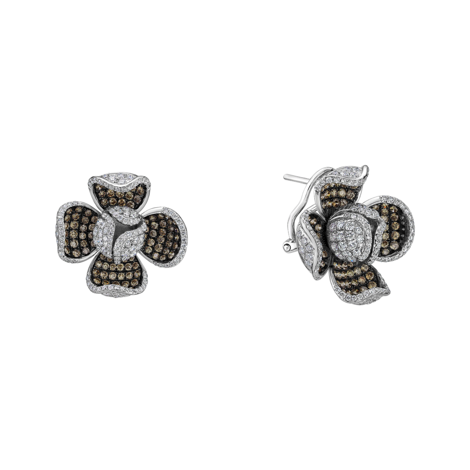 Earrings with brown and white diamonds Magic Cloud