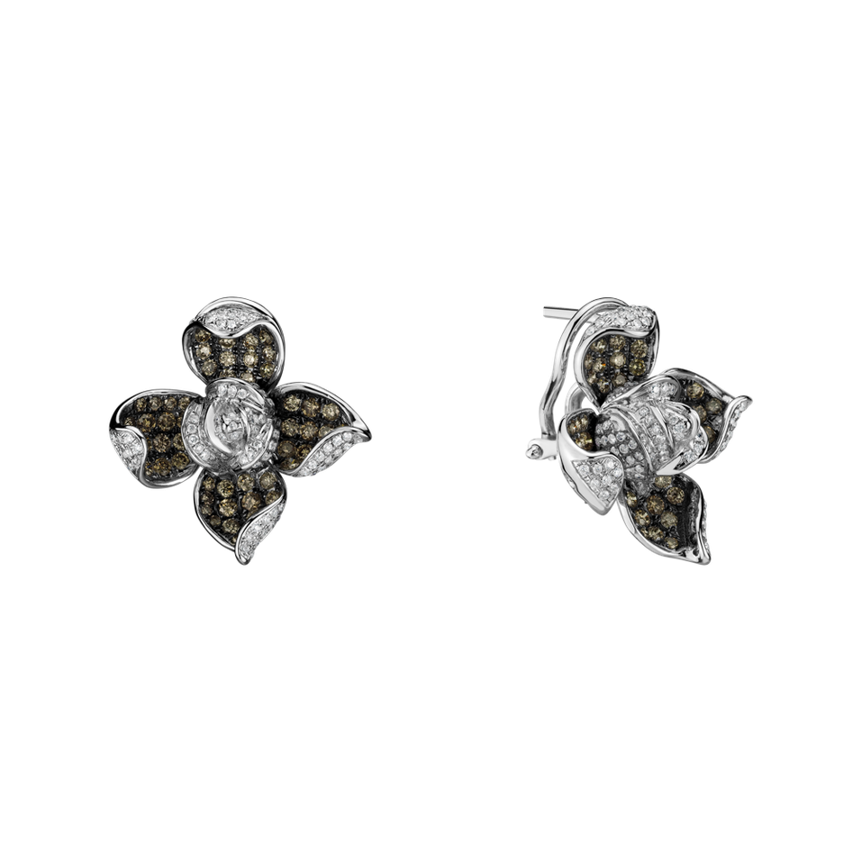 Earrings with brown and white diamonds Luciana