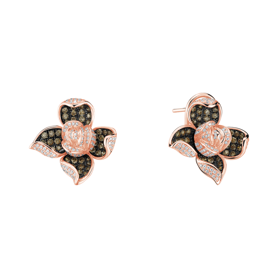 Earrings with brown and white diamonds Luciana