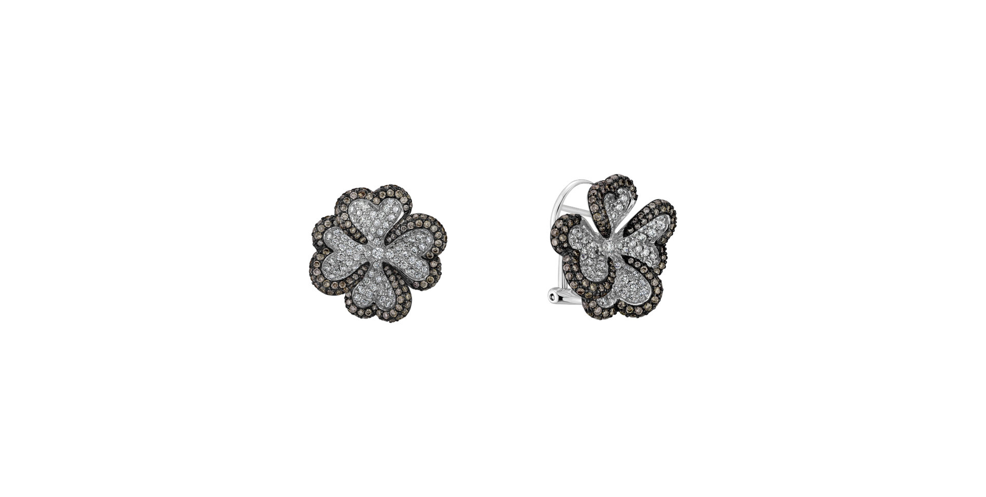 Earrings with brown and white diamonds Delicate Luck