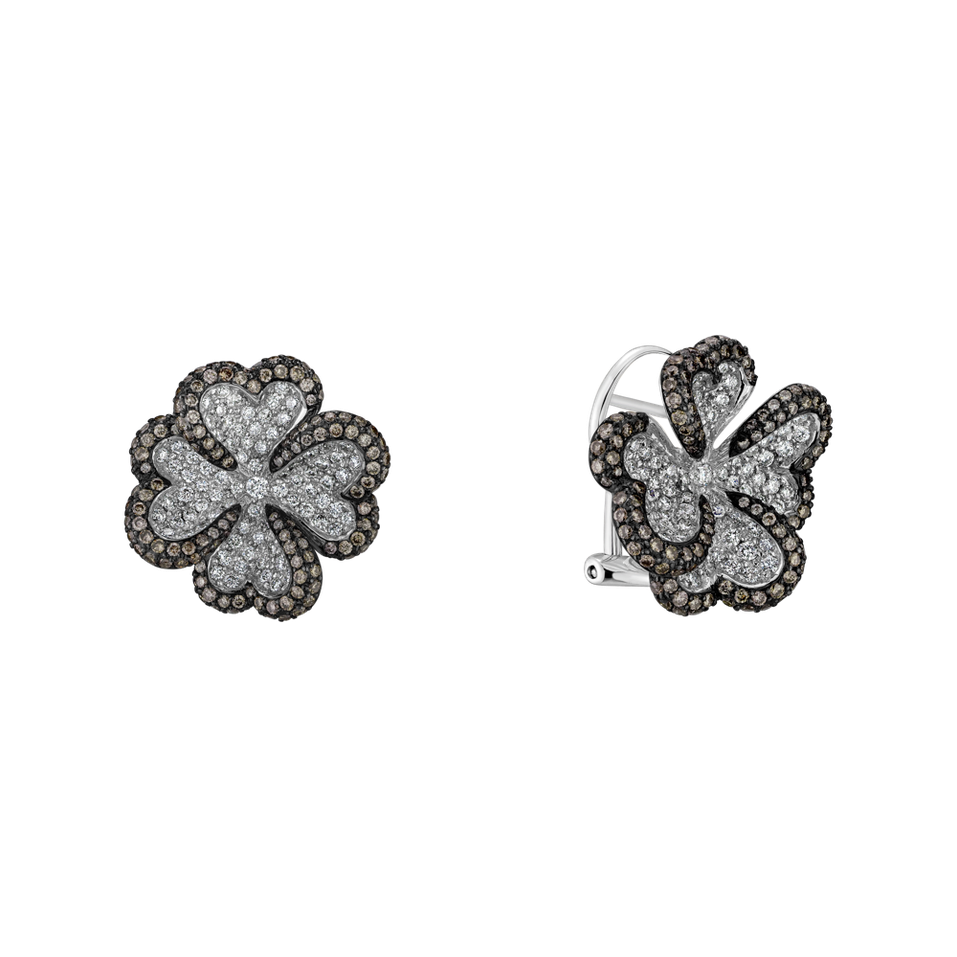 Earrings with brown and white diamonds Delicate Luck